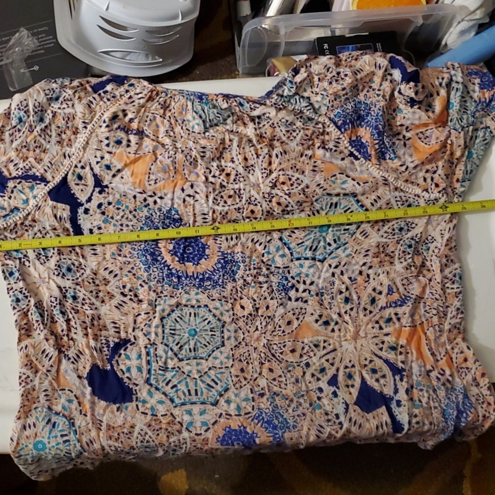 EUC Rose & Thyme Split Neck Cottony Blouse Bishop Sleeve Boho Tunic 1X - Picture 10 of 16